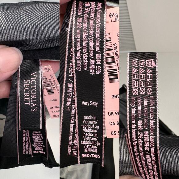 NWT Victoria's Secret Tropical Shine Bustier Green Black Rhinestone Bra Size 36D - Picture 10 of 15